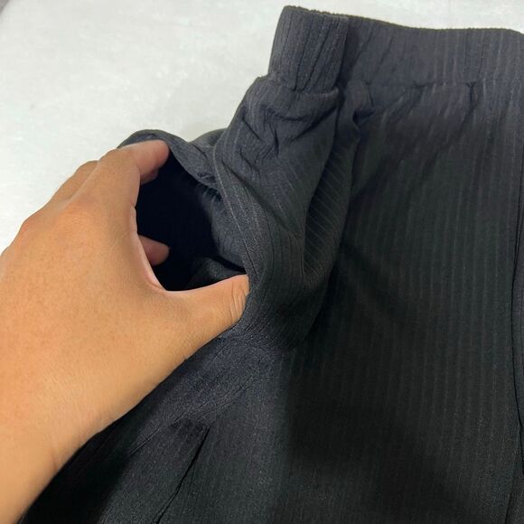 MPC Black Ribbed Cropped Wide Leg Bottoms Medium Women - Picture 6 of 9